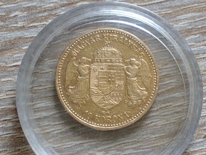 Arany korona érme, címeres oldal
